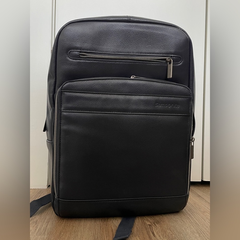 Samsonite Navy Leather Business Backpack